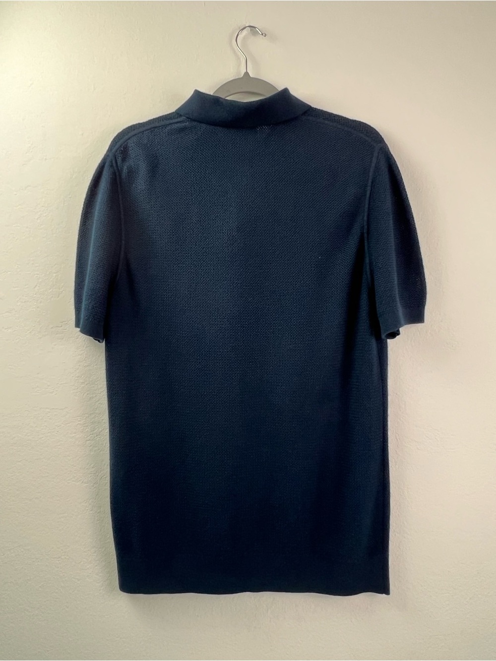 Ted Baker London Navy Textured Knit Resort Vacation Short Sleeve Polo Shirt - Picture 3 of 13